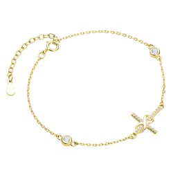 Bratara argint placata cu aur galben cu infinit si cruciulita cu pietre DiAmanti Z1678BG_W-DIA (Argint 925‰ 1,9 g.)
